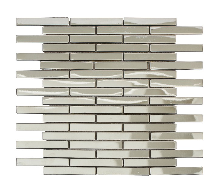 Mirrella Ariya/02, Matte Stainless Steel, 12" x 12" x 8mm Glass-Mesh Mounted Tile